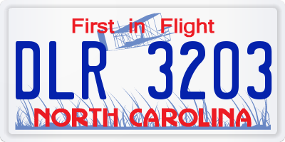NC license plate DLR3203