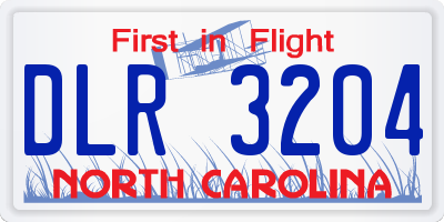 NC license plate DLR3204