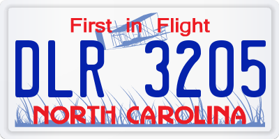 NC license plate DLR3205