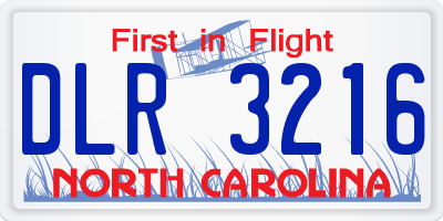 NC license plate DLR3216