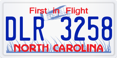 NC license plate DLR3258