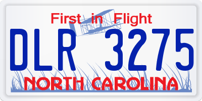 NC license plate DLR3275