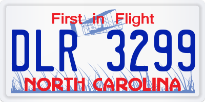 NC license plate DLR3299