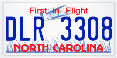 NC license plate DLR3308
