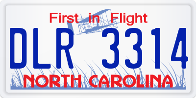NC license plate DLR3314