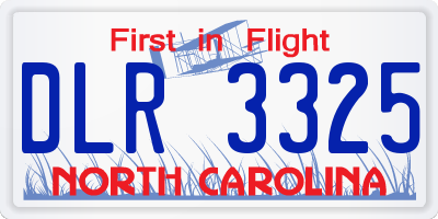 NC license plate DLR3325