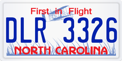 NC license plate DLR3326