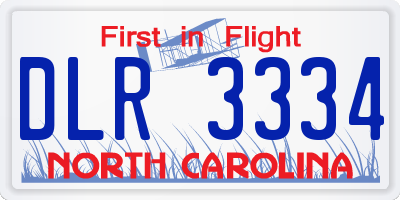 NC license plate DLR3334