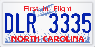 NC license plate DLR3335
