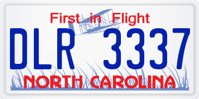 NC license plate DLR3337