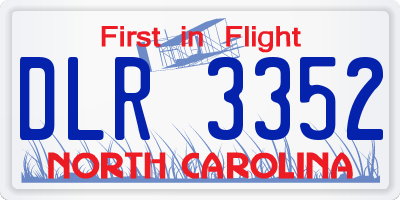 NC license plate DLR3352
