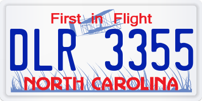 NC license plate DLR3355