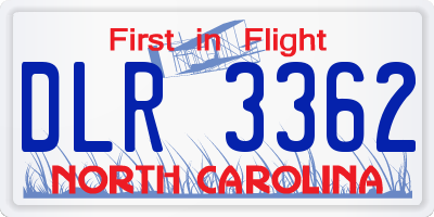 NC license plate DLR3362