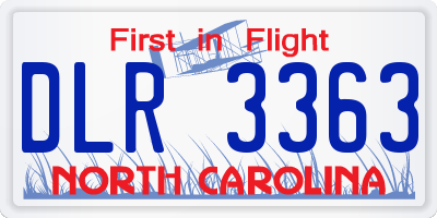 NC license plate DLR3363