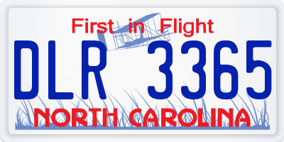 NC license plate DLR3365