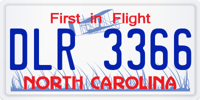 NC license plate DLR3366
