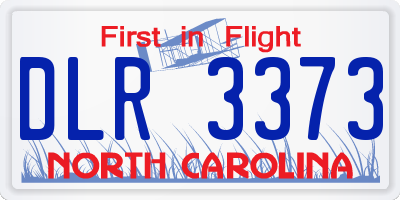 NC license plate DLR3373