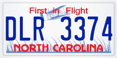 NC license plate DLR3374