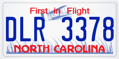 NC license plate DLR3378