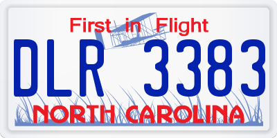 NC license plate DLR3383