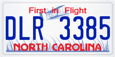 NC license plate DLR3385