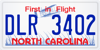 NC license plate DLR3402