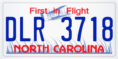 NC license plate DLR3718