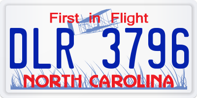 NC license plate DLR3796