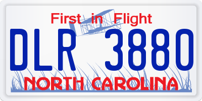 NC license plate DLR3880