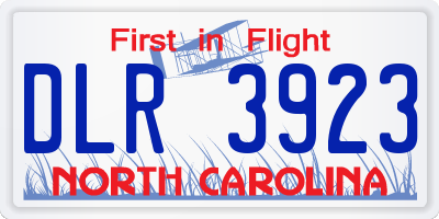 NC license plate DLR3923