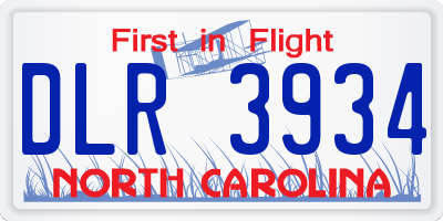 NC license plate DLR3934