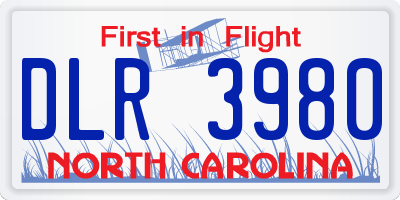 NC license plate DLR3980
