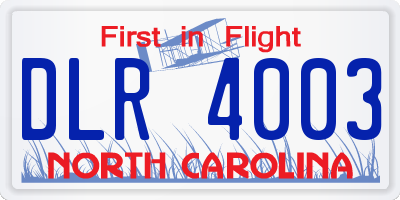 NC license plate DLR4003