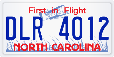 NC license plate DLR4012