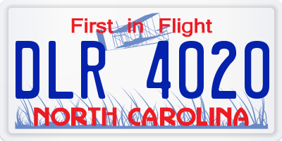 NC license plate DLR4020
