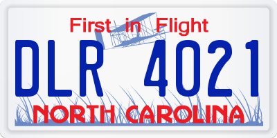 NC license plate DLR4021