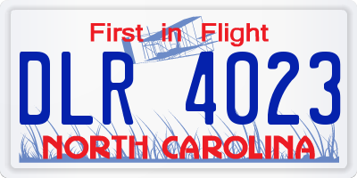 NC license plate DLR4023