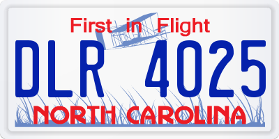 NC license plate DLR4025