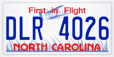 NC license plate DLR4026