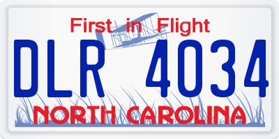 NC license plate DLR4034