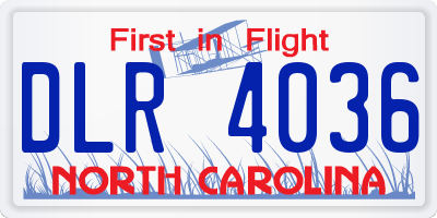 NC license plate DLR4036