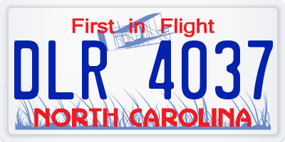 NC license plate DLR4037