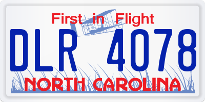 NC license plate DLR4078