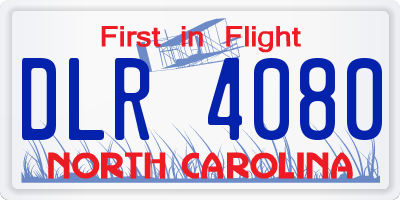 NC license plate DLR4080