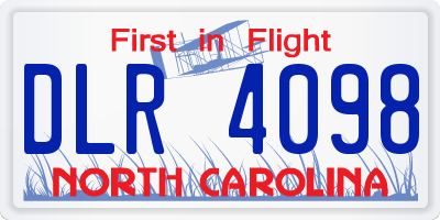 NC license plate DLR4098