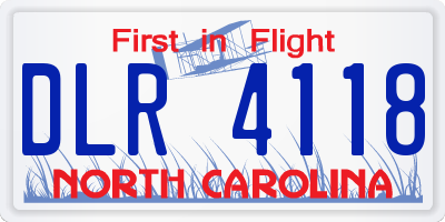 NC license plate DLR4118