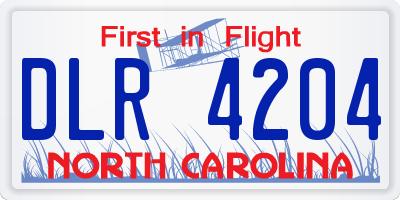 NC license plate DLR4204