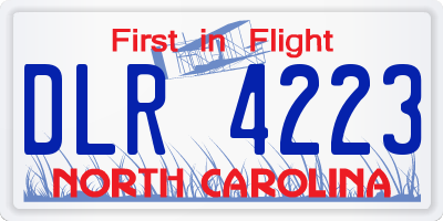 NC license plate DLR4223