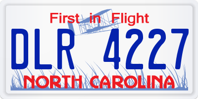 NC license plate DLR4227