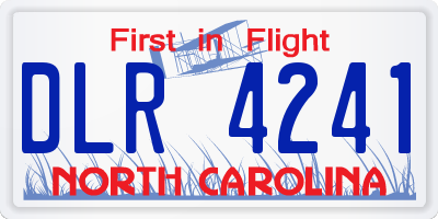 NC license plate DLR4241